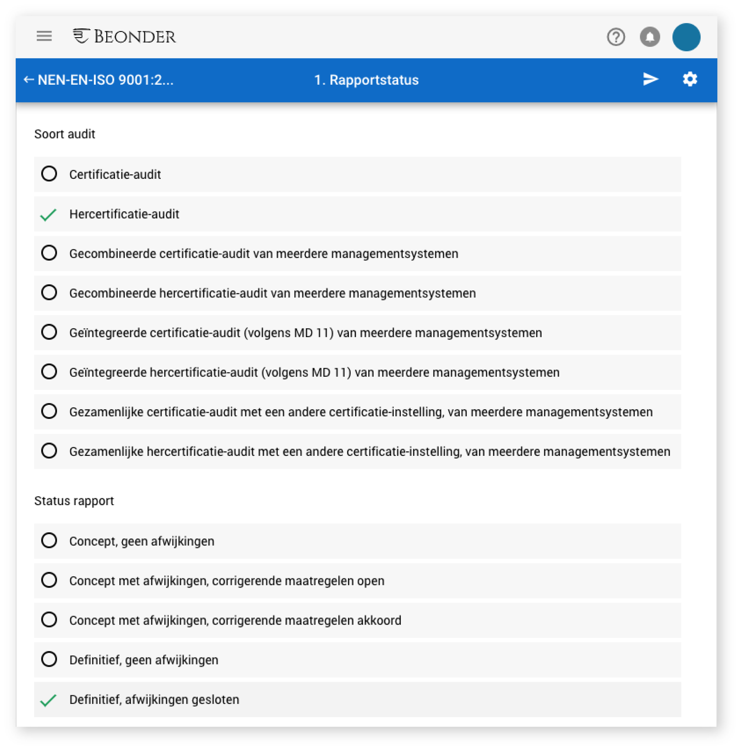 ISO 9001 audit in Beonder Forms